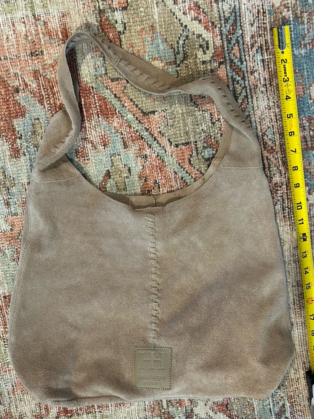 Haute Hippie Taupe Suede Hobo Shoulder Bag